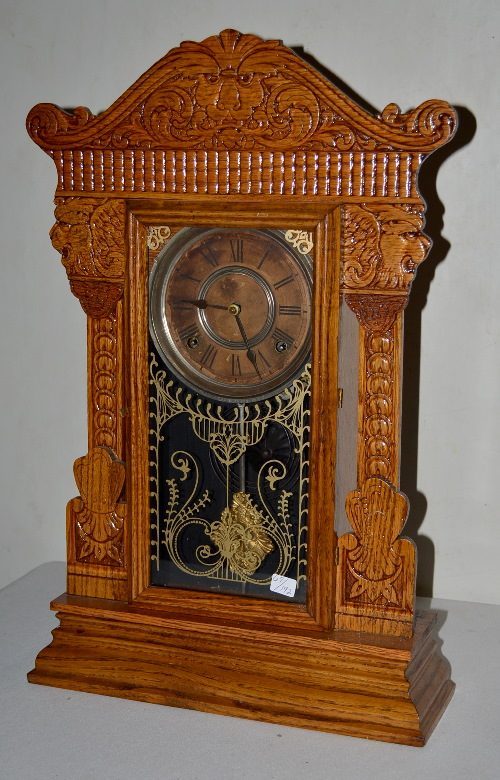 Antique Gilbert Oak Kitchen Clock