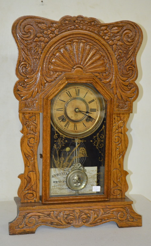 Antique Ansonia Oak Kitchen Clock