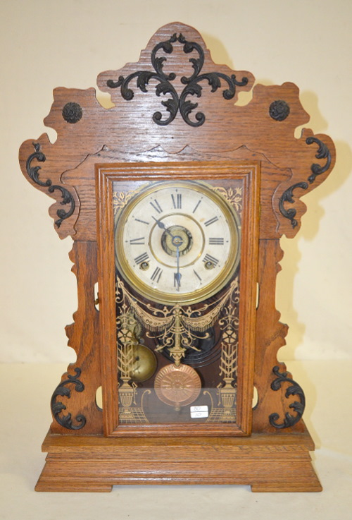 Antique Seth Thomas Oak Metals No. 4 Kitchen Clock