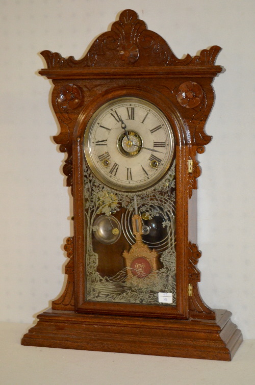 Antique E.N. Welch Walnut Kitchen Clock