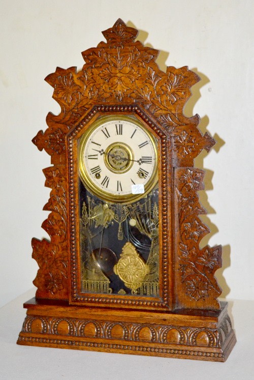 Antique Gilbert Oak Kitchen Clock