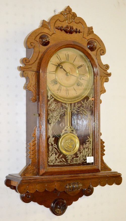 Antique Walnut Hanging Kitchen Clock