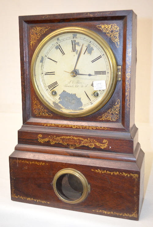 Antique J.C. Brown Stenciled Shelf Clock