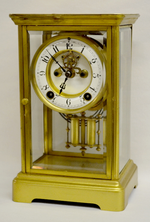 Antique New Haven “Thespia” Crystal Regulator Shelf Clock