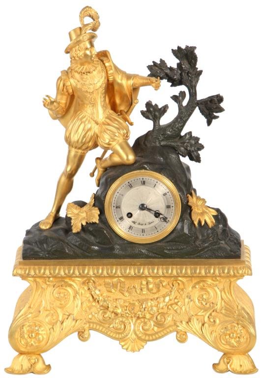 French Figural Silk Thread Mantle Clock