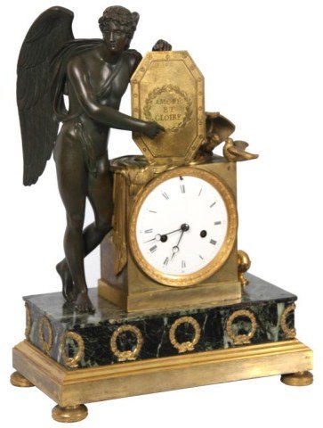 French Silk Thread Bronze Mantle Clock.