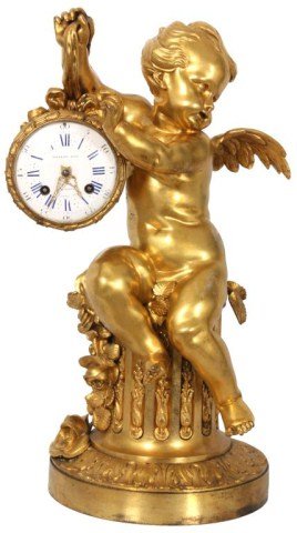 French Bronze Silk Thread Mantle Clock