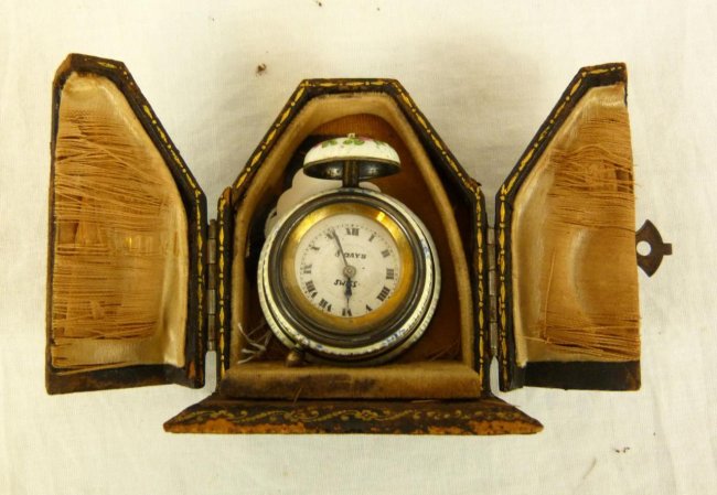 AUSTRIAN STERLING GUILLOCHE MINIATURE CLOCK