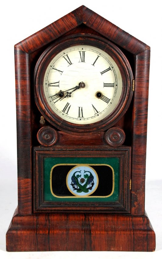 A GILBERT ROSEWOOD VENEER SHELF CLOCK