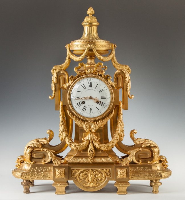 French Gilt Bronze Mantle Clock