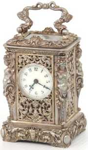 Miniature Silver Plated Bronze Carriage Clock