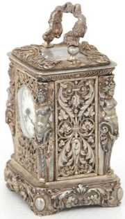 Miniature Silver Plated Bronze Carriage Clock