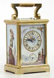 French Porcelain Panel Repeater Carriage Clock