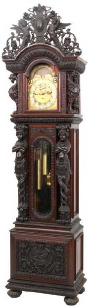 R.J. Horner Mahogany Rattail Grandfather Clock