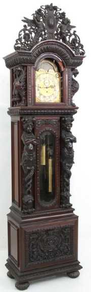 R.J. Horner Mahogany Rattail Grandfather Clock