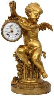 French Figural Bronze Silk Thread Mantle Clock