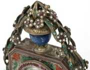 Silver, Jeweled & Enamel Clock