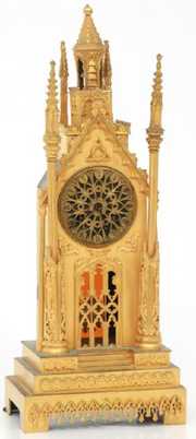 Bronze Gothic Cathedral Silk Thread Mantle Clock