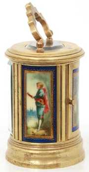 French Miniature Porcelain & Brass Carriage Clock