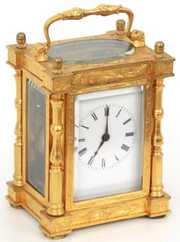 Engraved Gilt Brass Carriage Clock