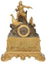 French Bronze Pirate Silk Thread Mantle Clock