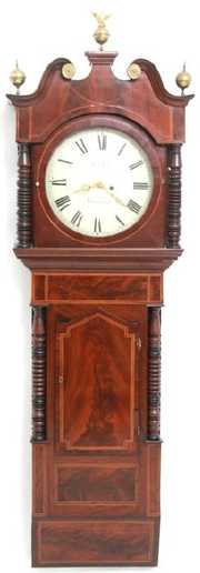 English Mahogany Inlaid 2 Weight Wall Clock