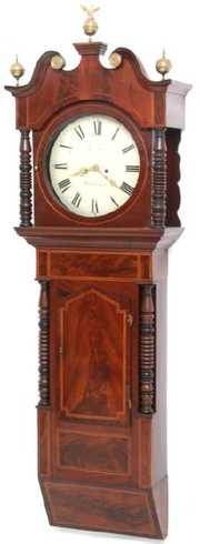 English Mahogany Inlaid 2 Weight Wall Clock