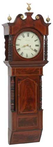 English Mahogany Inlaid 2 Weight Wall Clock