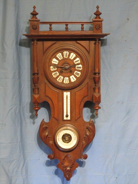 French Walnut 3 Function Wall Clock