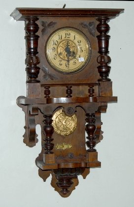 German Carved Open Well Swinger Clock