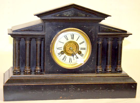 German H.A.C. Enameled Wood Mantel Clock