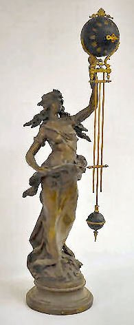 French A. Moreau Lady Swinging Ball Clock