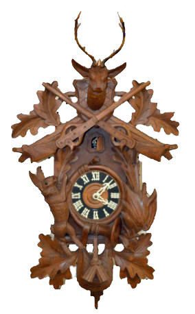 Large  Animal Carved German Cuckoo Clock