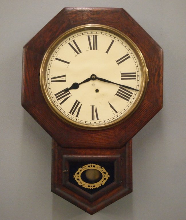 Ansonia short drop schoolhouse clock