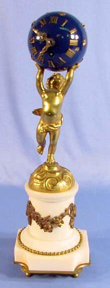 French Bronze & Marble Cherub Figural Clock