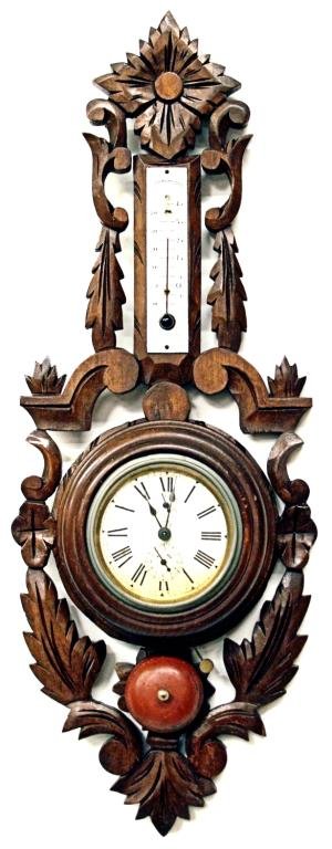 ANTIQUE GERMAN BLACK FOREST WALNUT WALL CLOCK