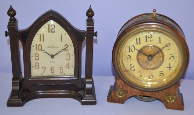 2 Antique Dresser Clocks, German & New Haven