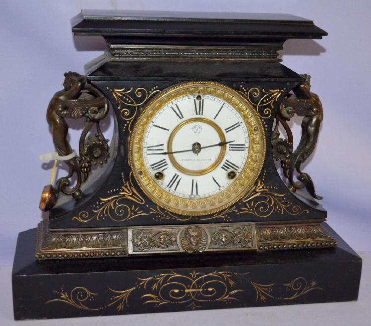 Ansonia Enameled Iron Rosalind Shelf Clock