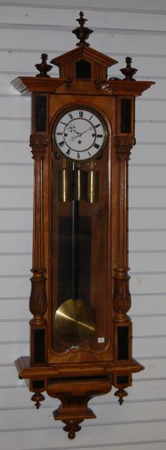 Ornate Walnut 3 Wt. Vienna Regulator Wall Clock