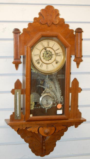 Antique Ornate Waterbury Hanging Kitchen Clock