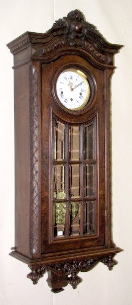 French Walnut Westminster Chime Wall Clock