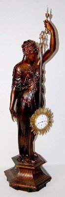 49″ Antique Lady Mystery Swinger Statue Clock