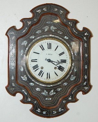 French M.O.P. Inlaid Picture Frame Clock
