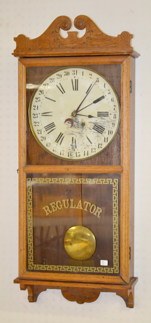 Antique Seth Thomas Oak Office No. 6 Calendar Clock