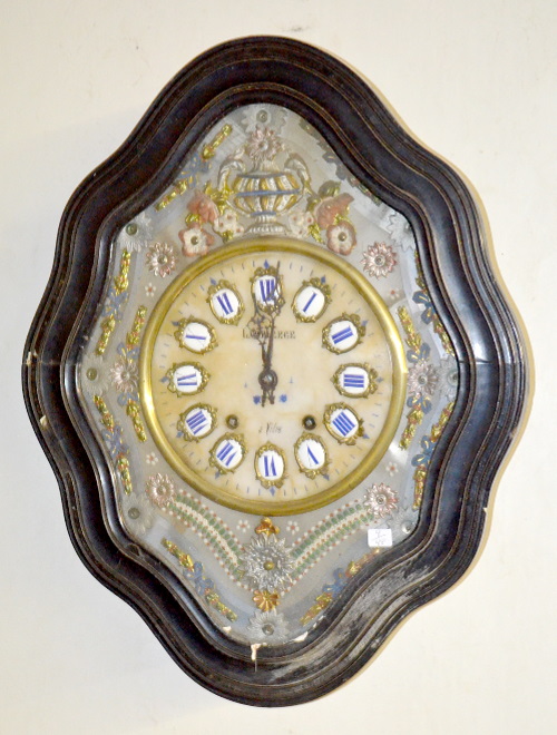 Antique French Marble Dial Picture Frame Wall Clock