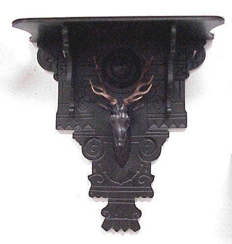 Deer Head Clock Shelf-Black, 16 Â½” Tall, 16″ Wide