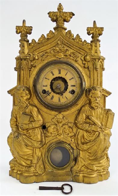 Victorian era Cast Iron front mantel clock