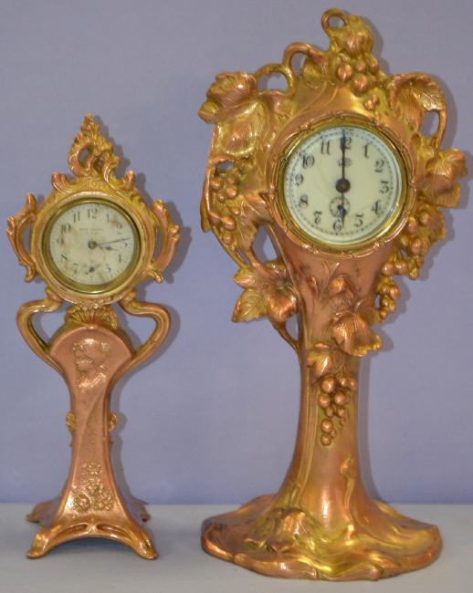 Two Antique Art Nouveau Novelty Clocks