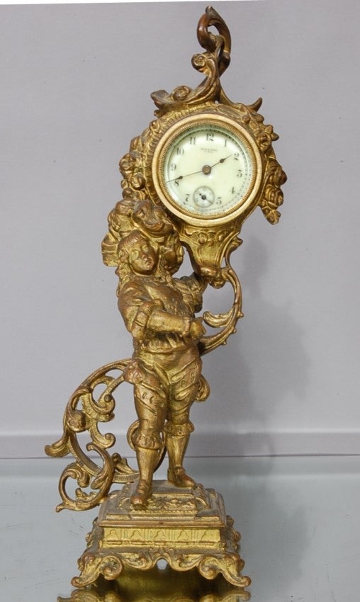 French Louis XV style New Haven Boudoir Statue Clock