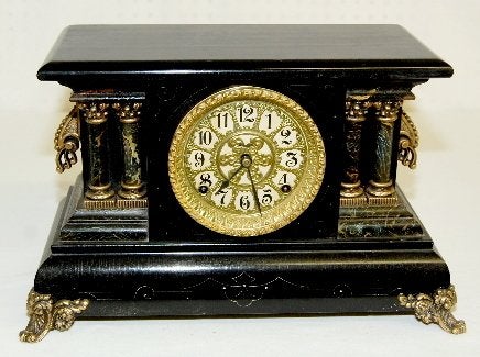 Ornate Antique Black Mantel Clock